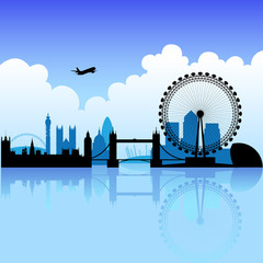 London on a bright day with blue sky - obrazy, fototapety, plakaty