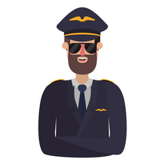 young man pilot with beard avatar character