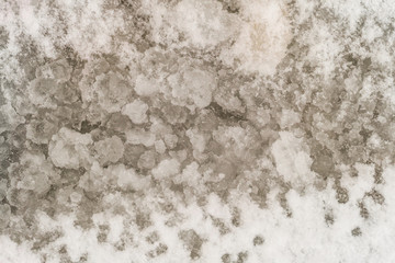 Natural background of thawed loose snow