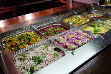 ready-made salads in the restaurant