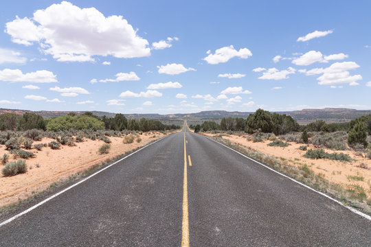 Classic panorama of an endless road to Arizona