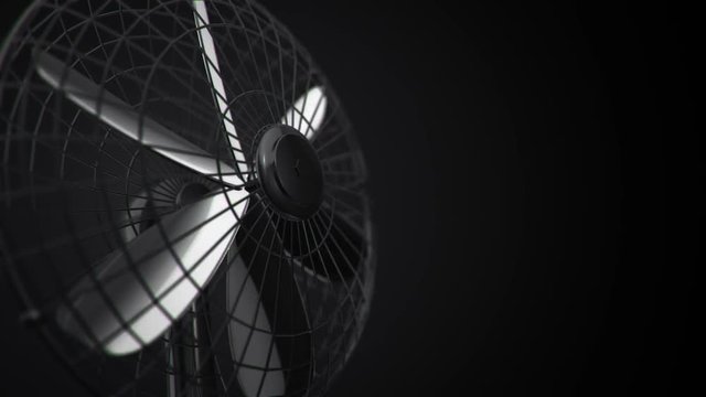 Animation of rotating fan with close up view. Backdrop of air conditioning and ventilation. Animation of seamless loop.