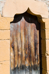 Mudejar-style door in Hermitage of Loreto, Formiche Alto, Aragón, Spain