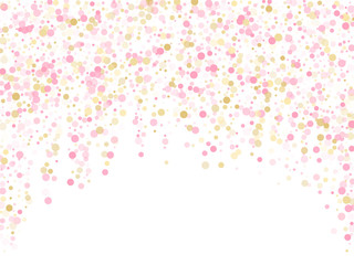 Rose gold confetti decoration for party card.