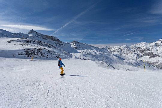 Cervinia, Valle d'Aosta, Italy - Mountain skiing and snowboarding