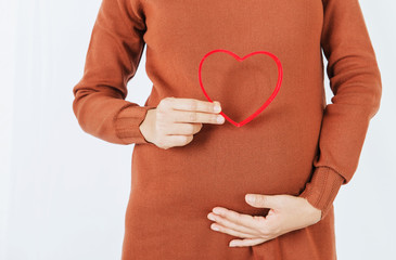 Asian women's pregnancy and his happiness.