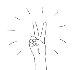 Hand victory gesture sign symbol isolated on white