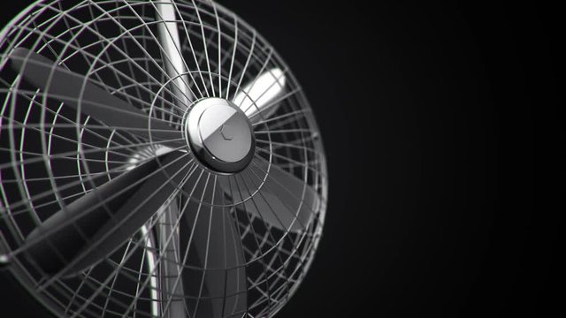 Animation of rotating fan with close up view. Backdrop of air conditioning and ventilation. Animation of seamless loop.