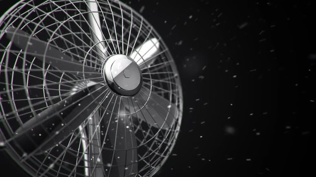 Animation of rotating fan with close up view. Backdrop of air conditioning and ventilation. Animation of seamless loop.