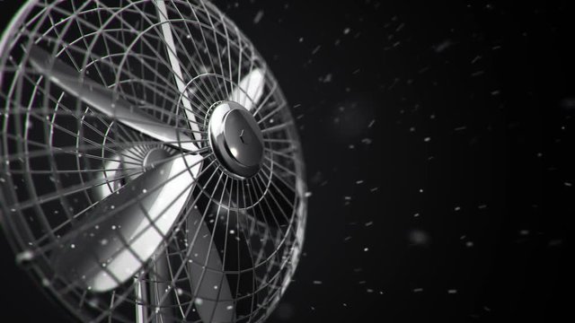 Animation of rotating fan with close up view. Backdrop of air conditioning and ventilation. Animation of seamless loop.