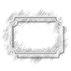Silver frame. Beautiful glitter design. Vintage style decorative border, isolated white background. Deco elegant luxury framework for decoration, photo, Christmas banner. Vector illustration