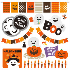 Halloween set of cute elements.Vector 8 EPS.