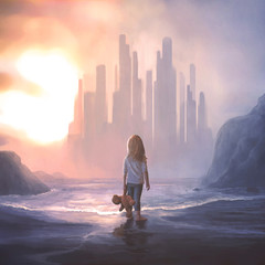 Little girl on the beach