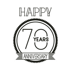 number 70 for anniversary celebration card icon