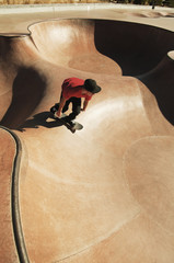 High angle view of man skateboarding on sports ramp © Cavan for Adobe