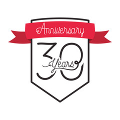 number 30 for anniversary celebration card icon
