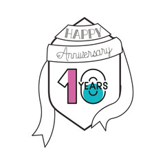 number 10 for anniversary celebration card icon