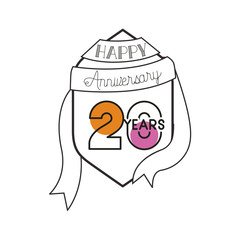 number 20 for anniversary celebration card icon