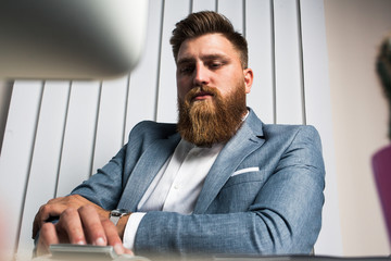 Businessman siting in office late night work