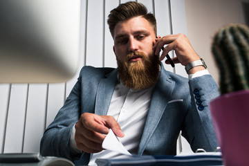 Businessman siting in office late night work