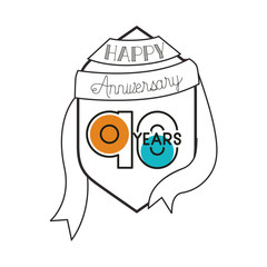 number 90 for anniversary celebration card icon