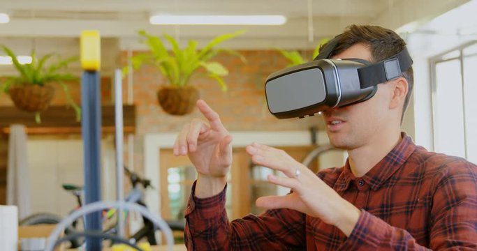 Mechanic using virtual reality headset 4k