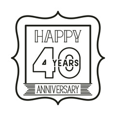 number 40 for anniversary celebration card icon