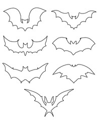 Halloween icons set of bats in black	