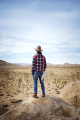 Fototapeta premium Man at Joshua Tree National Park, California, USA