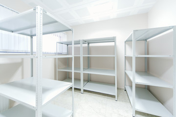 empty warehouse shelves
