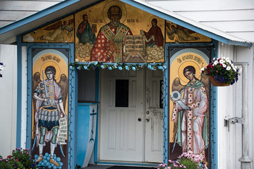 Fototapeta na wymiar front door of church Nikolaevsk