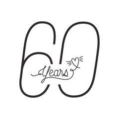 number 60 for anniversary celebration card icon