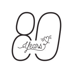 number 80 for anniversary celebration card icon
