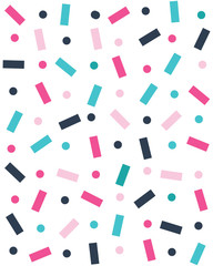 Seamless pattern with confetti on a white background