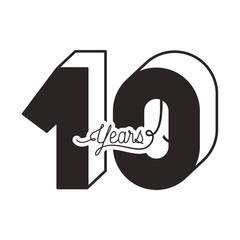 number 10 for anniversary celebration card icon