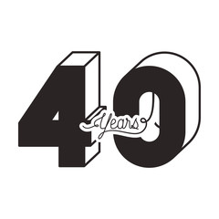 number 40 for anniversary celebration card icon