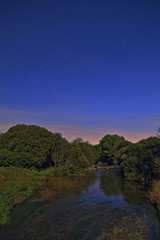 Fototapeta na wymiar River Axe in Devon at starry night