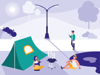 Fototapeta premium people in park avatar character