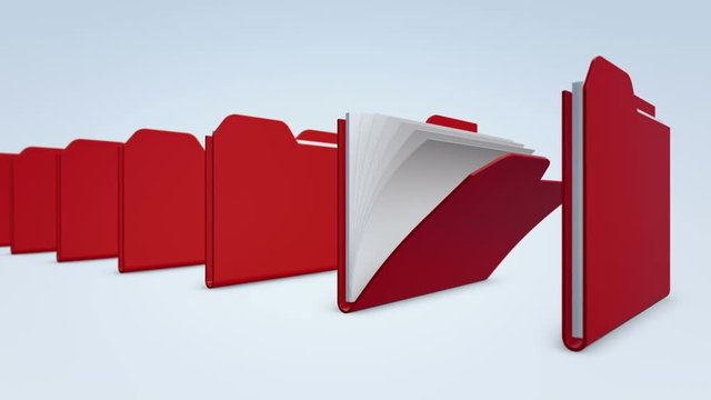 Animation of moving and scanning folders with data. Animation of seamless loop. 
