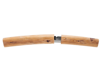 Aigushi or Tanto short Japanese knife isolated in white background