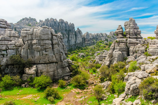 Prehistoric rare rock formation formed by under sea erosion, rare rocky landscape from the Jurassic Age, Torcal de Antequera