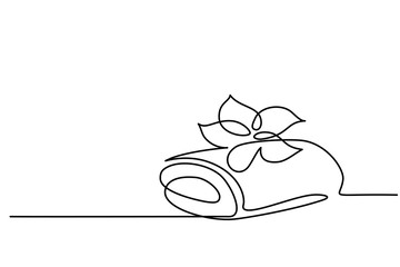 Continuous one line drawing. Cosmetic beautiful flower with towel. Vector illustration