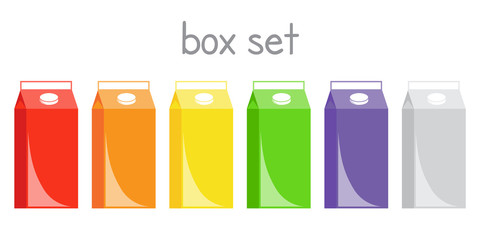 Print box set juice liquid milk colored
