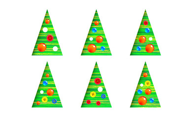 Collection of Christmas trees-cone set, modern, interesting design. It can be used for printed materials, posters, business cards or for web