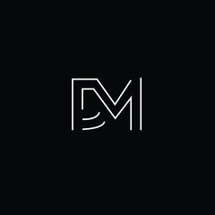 Letter DM Logo Design, Creative Minimal DM Logo Design Using Letter D M in White and Black Color