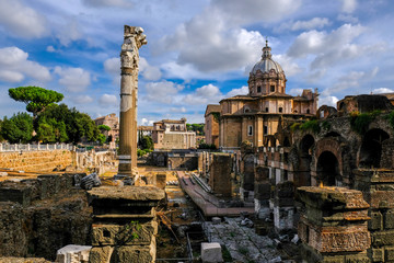 Beautiful view of the picturesque Roman ruins, Ruins of Ancient Rome.