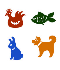 Collection of colored vector animals