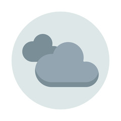 Clouds flat icon isolated on blue background. Clouds sign symbol in flat style. Overcast element Vector illustration for web and mobile design.