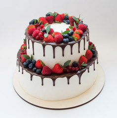 Double decker biscuit cake with berries