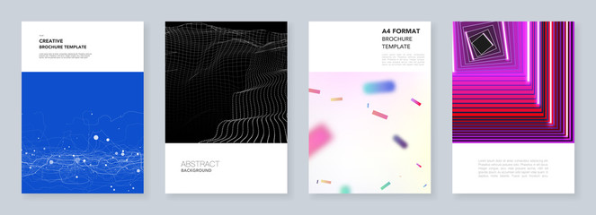Minimal brochure templates. Templates for flyer, leaflet, brochure, report, presentation, advertising. Technology sci-fi concept, abstract vector design.